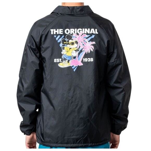 Vans x Disney Torrey 80s Mickey Mouse Jacket Adult Large Black Windbreaker New - Picture 1 of 7